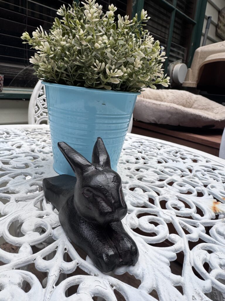 Iron bunny door stop